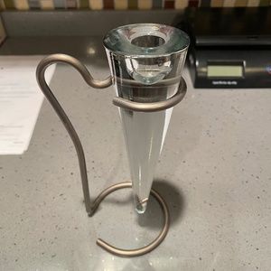 Vintage modern glass and metal candlestick holder